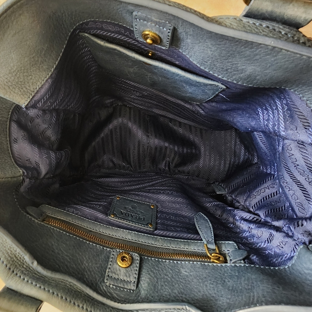 Prada Blue Leather Tote/Crossbody Bag - Picture 13 of 16